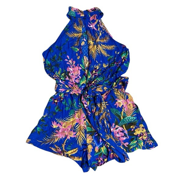 Rachel Rachel Roy Floral Romper Tropical Sleeveless Belted One-Piece Size Small - Picture 7 of 13